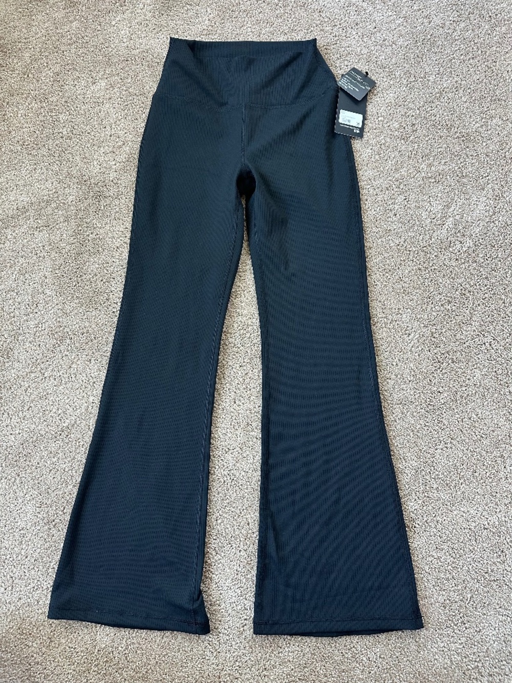 90 Degree Felix Lux Ribbed Flair Leg Pant, Womens size M Black